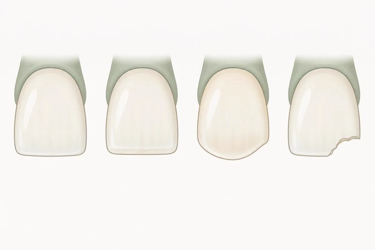 Diferencias visuales entre desgaste, erosión y fractura de los bordes incisales