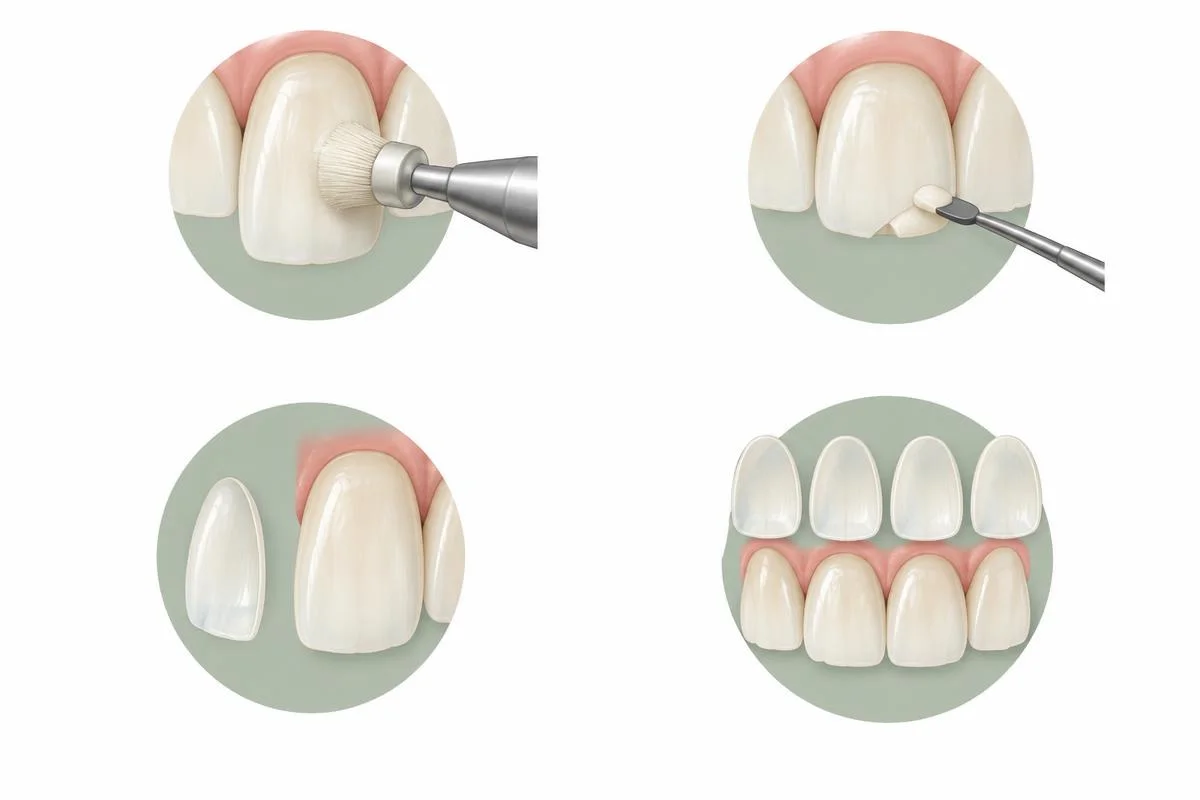 Opciones generales para pulir, reparar o reemplazar carillas dentales